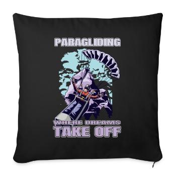 Paragliding – Where Dreams Take Off - Sofa pillowcase 17,3'' x 17,3'' (45 x 45 cm) - black - Front