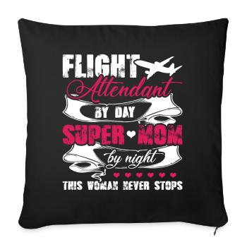 Flight Attendant Flight Attendant Mom - Sofa pillowcase 17,3'' x 17,3'' (45 x 45 cm) - black - Front