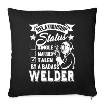 Welder Relationship Status - Sofa pillowcase 17,3'' x 17,3'' (45 x 45 cm) - black - Front