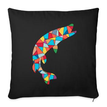 Hecht Angeln Hechtangeln Hechte Fischen Angler - Sofakissenbezug 45 x 45 cm - Schwarz - Vorne