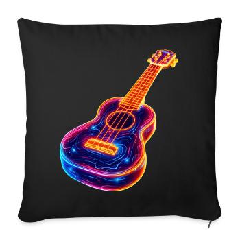Ukulele Synthwave - Sofa pillowcase 17,3'' x 17,3'' (45 x 45 cm) - black - Front