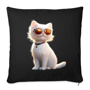 Angora Cat White Angora Cat Cute Angora Cats - Sofa pillowcase 17,3'' x 17,3'' (45 x 45 cm) - black - Front