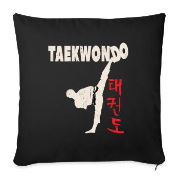 Techniques de maîtrise du taekwondo et coups de pied d’arts martiaux - Housse de coussin décorative 45 x 45 cm - noir - Devant