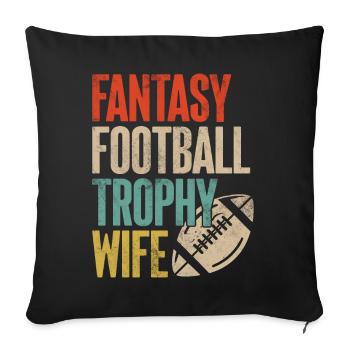 Fantasy Football Trophée Femme Rétro FFL Football - Housse de coussin décorative 45 x 45 cm - noir - Devant