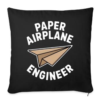 Avion en papier disant blague Avion en papier cadeau - Housse de coussin décorative 45 x 45 cm - noir - Devant