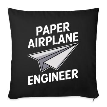 Avion en papier disant blague Avion en papier cadeau - Housse de coussin décorative 45 x 45 cm - noir - Devant