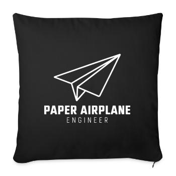 Avion en papier disant blague Avion en papier cadeau - Housse de coussin décorative 45 x 45 cm - noir - Devant