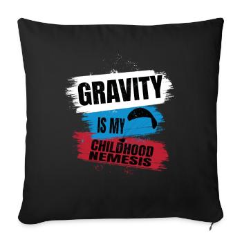 La gravité est mon ennemi juré d’enfance – Le plaisir du parapente - Housse de coussin décorative 45 x 45 cm - noir - Devant