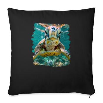 Tortue de mer Meeresschildkröten Meeresschildkröte - Housse de coussin décorative 45 x 45 cm - noir - Devant