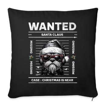 Père Noël Chien Noël Hommes et femmes - Housse de coussin décorative 45 x 45 cm - noir - Devant