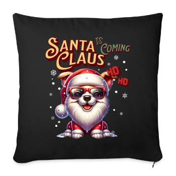 Père Noël Chien Noël Hommes et femmes - Housse de coussin décorative 45 x 45 cm - noir - Devant