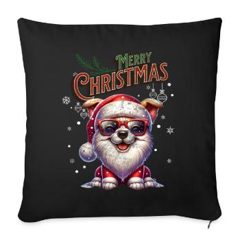Père Noël Chien Noël Hommes et femmes - Housse de coussin décorative 45 x 45 cm - noir - Devant