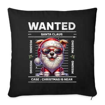 Père Noël Chien Noël Hommes et femmes - Housse de coussin décorative 45 x 45 cm - noir - Devant