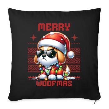 Père Noël Chien Noël Hommes et femmes - Housse de coussin décorative 45 x 45 cm - noir - Devant