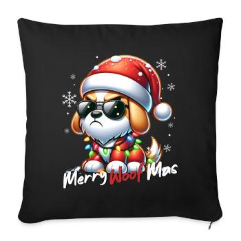 Père Noël Chien Noël Hommes et femmes - Housse de coussin décorative 45 x 45 cm - noir - Devant