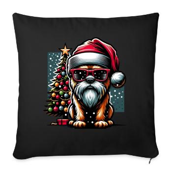 Père Noël Chien Noël Hommes et femmes - Housse de coussin décorative 45 x 45 cm - noir - Devant