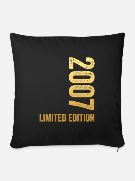 18. Geburtstag 2007 Limited Edition - Sofakissenbezug 45 x 45 cm - Schwarz