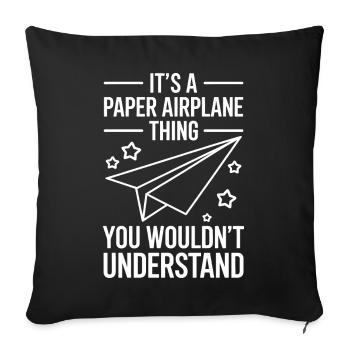 Avion en papier disant blague Avion en papier cadeau - Housse de coussin décorative 45 x 45 cm - noir - Devant