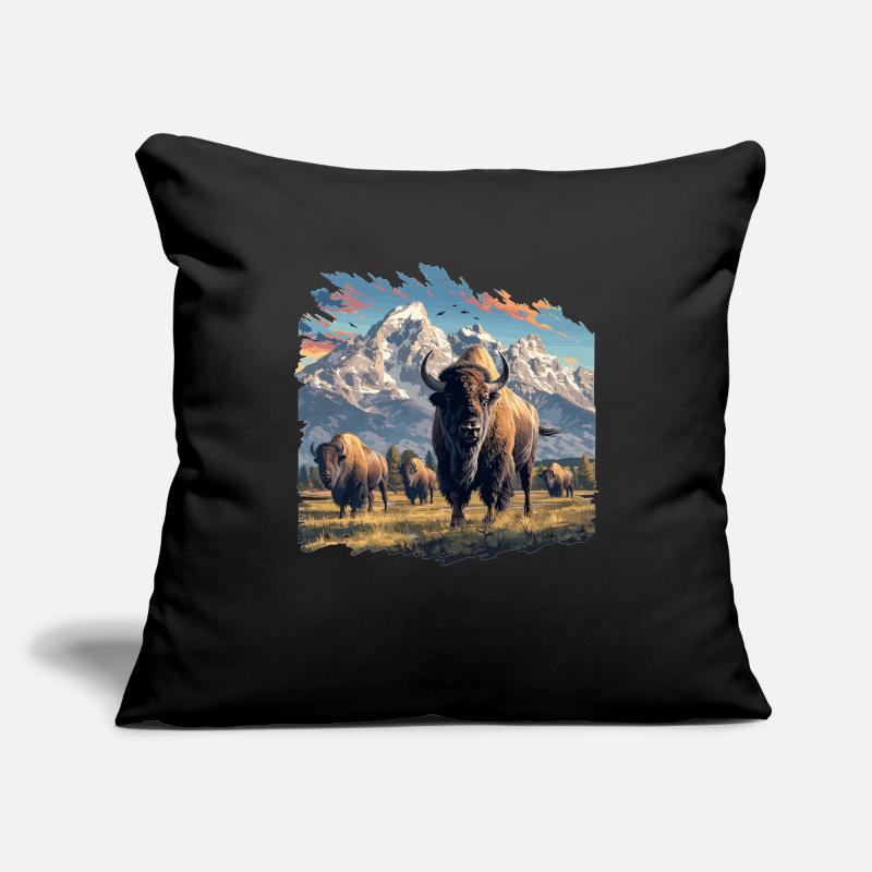 Bisons Bison Housse de coussin décorative 45 x 45 cm