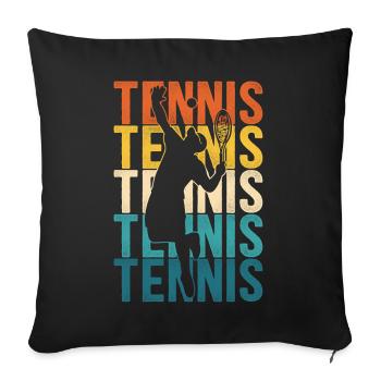 Drôle de joueur de tennis raquette rétro - Housse de coussin décorative 45 x 45 cm - noir - Devant