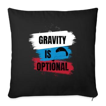 Gravity Is Optional – Paragliding Freedom - Sofa pillowcase 17,3'' x 17,3'' (45 x 45 cm) - black - Front