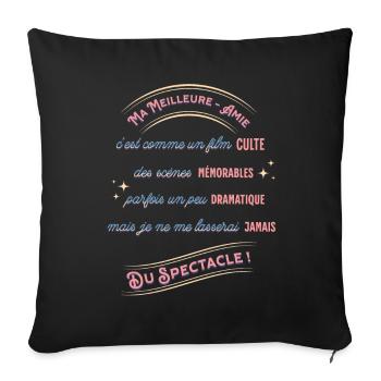 Ma meilleure amie, Cadeau Best friend, Amitié - Housse de coussin décorative 45 x 45 cm - noir - Devant