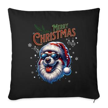 Père Noël Chien Noël Hommes et femmes - Housse de coussin décorative 45 x 45 cm - noir - Devant