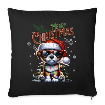 Père Noël Chien Noël Hommes et femmes - Housse de coussin décorative 45 x 45 cm - noir - Devant