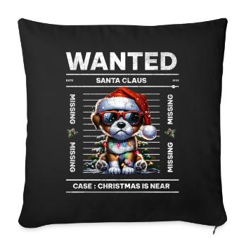 Père Noël Chien Noël Hommes et femmes - Housse de coussin décorative 45 x 45 cm - noir - Devant