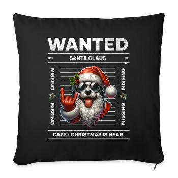 Père Noël Chien Noël Hommes et femmes - Housse de coussin décorative 45 x 45 cm - noir - Devant