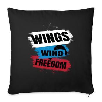 Wings Wind Freedom – Paragliding Design - Sofa pillowcase 17,3'' x 17,3'' (45 x 45 cm) - black - Front