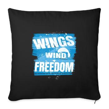 Wings Wind Freedom – Paragliding Design - Sofa pillowcase 17,3'' x 17,3'' (45 x 45 cm) - black - Front
