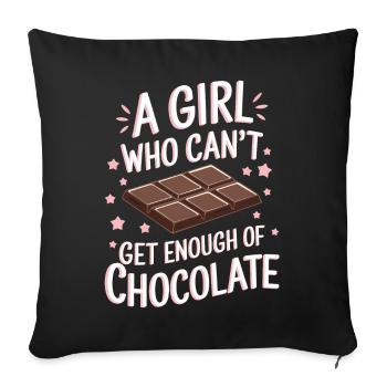 Chocolat Dicton Drôle Cadeau Chocolat - Housse de coussin décorative 45 x 45 cm - noir - Devant
