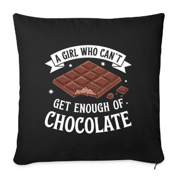 Chocolat Dicton Drôle Cadeau Chocolat - Housse de coussin décorative 45 x 45 cm - noir - Devant