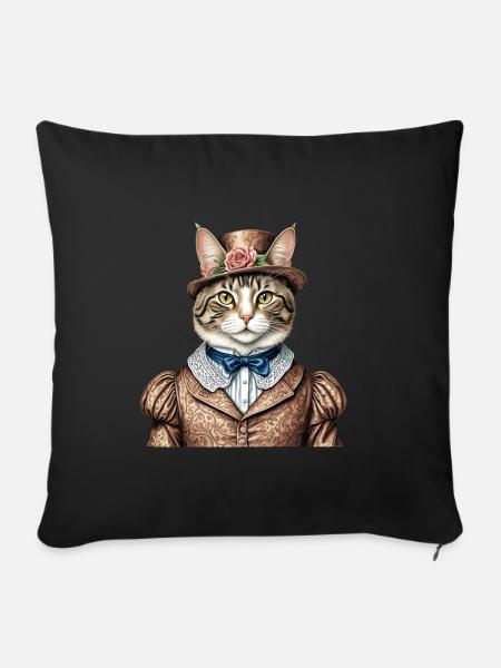 Aristokrat-Katze - Sofakissenbezug 45 x 45 cm - Schwarz