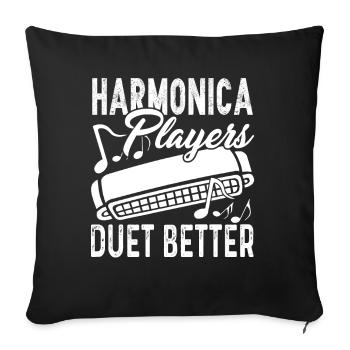 Harmonica Player Duet Better - Sofa pillowcase 17,3'' x 17,3'' (45 x 45 cm) - black - Front