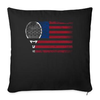 Raquette de joueur de tennis drôle - Housse de coussin décorative 45 x 45 cm - noir - Devant