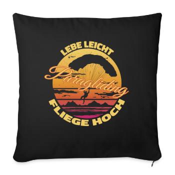 Live light, fly high - Sofa pillowcase 17,3'' x 17,3'' (45 x 45 cm) - black - Front