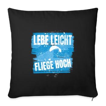 Live light, fly high - Sofa pillowcase 17,3'' x 17,3'' (45 x 45 cm) - black - Front