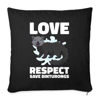 Binturong raton laveur ours rampant chat rampant - Housse de coussin décorative 45 x 45 cm - noir - Devant