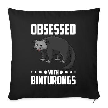 Binturong raton laveur ours rampant chat rampant - Housse de coussin décorative 45 x 45 cm - noir - Devant