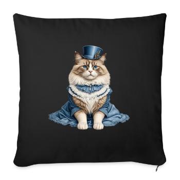 Beautiful lady cat - Sofa pillowcase 17,3'' x 17,3'' (45 x 45 cm) - black - Front
