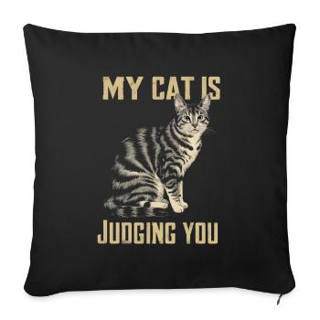 Mon chat vous juge - Housse de coussin décorative 45 x 45 cm - noir - Devant