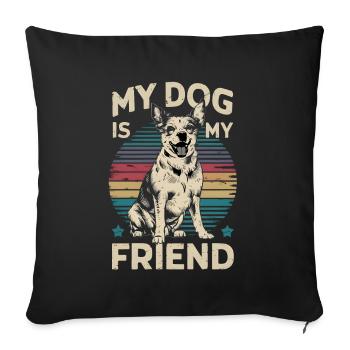 Mon chien est mon ami - Housse de coussin décorative 45 x 45 cm - noir - Devant
