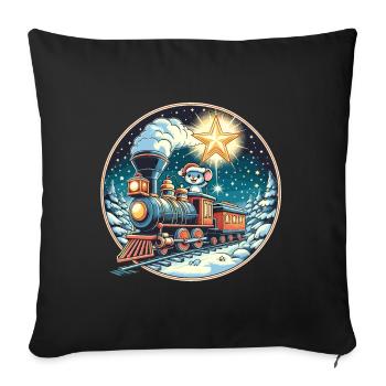 Christmas Mouse Railway Model Railway Kids - Sofa pillowcase 17,3'' x 17,3'' (45 x 45 cm) - black - Front