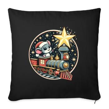 Modèle de Noël Train Souris Étoile Enfants Mignon - Housse de coussin décorative 45 x 45 cm - noir - Devant