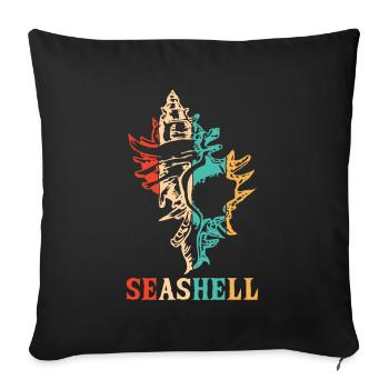 Retro Seashell Shelling Bag Bivalvia Seashell - Sofa pillowcase 17,3'' x 17,3'' (45 x 45 cm) - black - Front