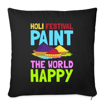 Holi India Holi Festival Happy Holi Fest - Sofa pillowcase 17,3'' x 17,3'' (45 x 45 cm) - black - Front