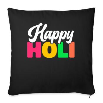 Holi India Holi Festival Happy Holi Fest - Sofa pillowcase 17,3'' x 17,3'' (45 x 45 cm) - black - Front