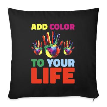 Holi India Holi Festival Happy Holi Fest - Sofa pillowcase 17,3'' x 17,3'' (45 x 45 cm) - black - Front